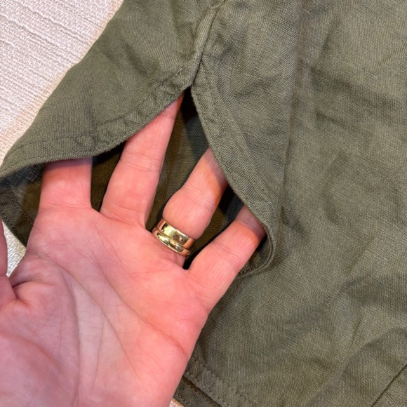 Everlane Linen Tunic Top Olive Green Short Sleeve Relaxed Fit Womens Size M - Picture 2 of 11